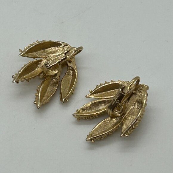 Vintage Sarah Coventry Brooch & Clip-On Earrings Set  Gold-Tone Wind Flower - Picture 15 of 16